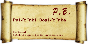 Palánki Boglárka névjegykártya